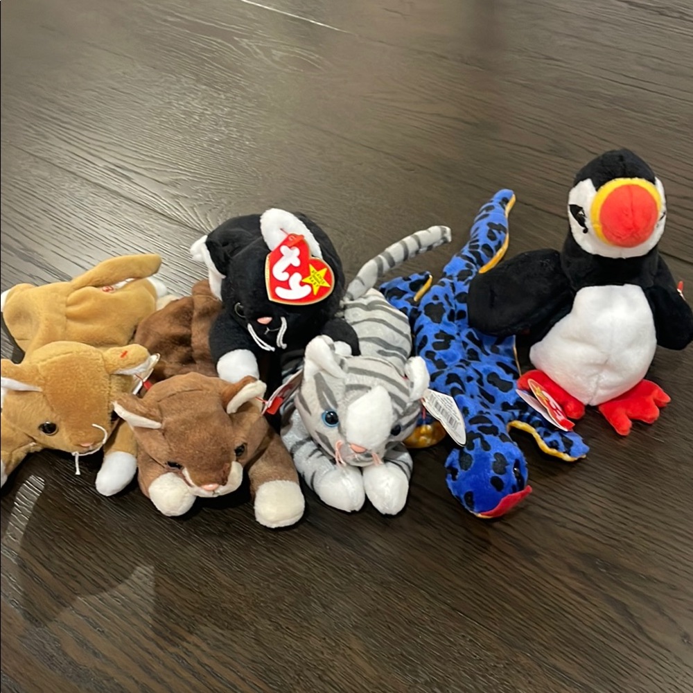 Ty Plush Toy Collection - Brown, Black, Gray, Blue, Red